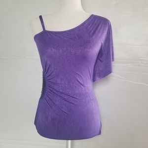 B.WEAR BYER CALIFORNIA WOMENS ONE SHOULDER ASYMMETRIC BLOUSE